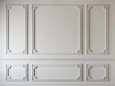 Ornamental Decorative Lines With Carved Patterns On White Wall Framework Design 3d model