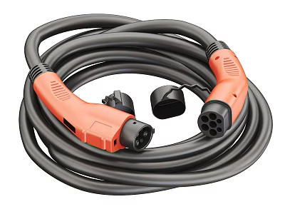 Industrial Equipment Power Cable With Orange Connectors And Black Durable Design 3d model