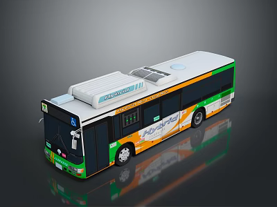 Contemporary City Bus Featuring Green White Livery And Modern Design For Urban Transport 3d model
