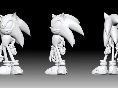 White 3D Game Character Model With Three Angles Front Side And Back View 3d model