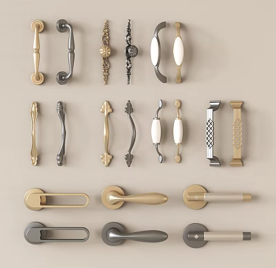 Various Stylish Cabinet Handles In Gold Silver White And Classic Designs 3d model Various Stylish Cabinet Handles In Gold Silver White And Classic Designs 3d model