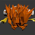 Game Movie Character With Orange Flame Hair White Spots Sharp Expression And White Top Bust