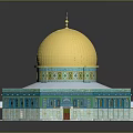 Golden Dome Building Featuring Blue Green Decorations And Intricate Patterns On Octagonal Base