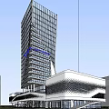 Modern High Rise Hotel Building With Unique Glass Facade And Podium Design