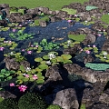 New Chinese-style Waterscape Modern Lotus Pond Waterfront Park Lotus Pond Fake Rock Stack Koi Pond Lotus Pond Rock Rock Combination 3d model