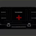 Black Medical Device First Aid Kit With Red Cross Portable Emergency Storage Case