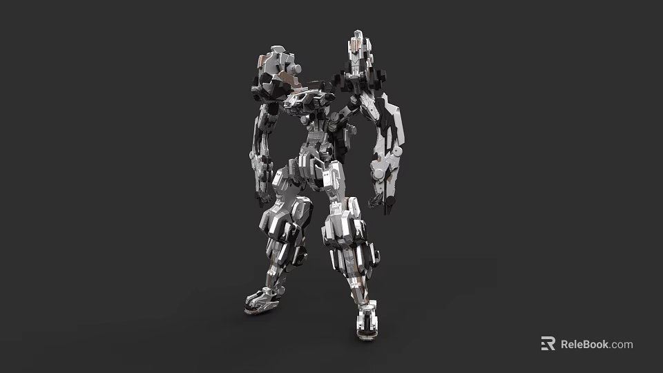 Car Inspired Mechanical Robot With Metallic Structure And Articulated Joints 3d model 