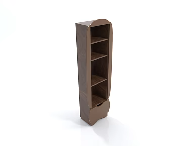 Modern Wooden Home Storage Shelf With Multiple Layers And Curved Design 3d model