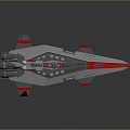 Futuristic Sci Fi Spaceship Design With Streamlined Grey Red Body And Thruster Components