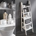 Stylish Daily Washing Supplies With Soap Lotion Storage Ladder Towels And Baskets