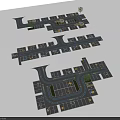 Multi Layout Parking Lot Design With Driveways Parking Spaces Entrance Exit And Trees