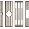 Traditional Wooden Room Dividers With Geometric Patterns And Circular Design Elements 3d model