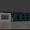 Modern TV Background Wall Design With Multiple TV Displays And Brand Logos
