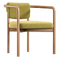 Modern Simple Design Comfortable Leisure Chair With Wooden Armrests And Fabric Seat