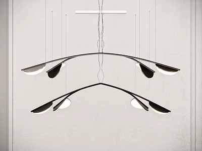 Modern Curved Metal Pendant Light With Leaf Shaped Multiple Shades Design 3d model