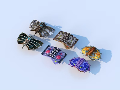 Colorful Decorative Boxes With Intricate Patterns And Various Designs On White Background 3d model