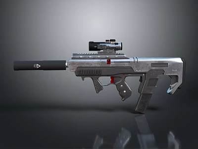Futuristic Sci Fi Weapon With Scope Black Stock And Silver Mechanical Body 3d model