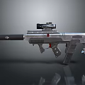 Futuristic Sci Fi Weapon With Scope Black Stock And Silver Mechanical Body