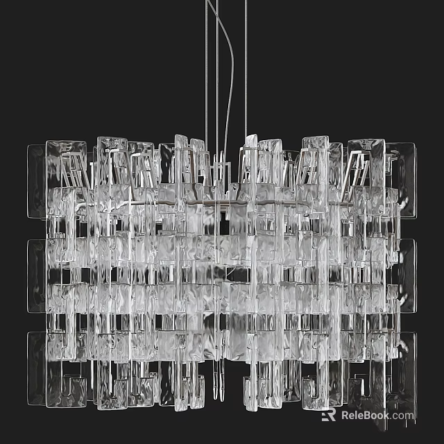 Transparent Crystal Ceiling Light With Modern Layered Geometric Block Design 3d model