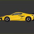Yellow Sports Car With Sleek Design Black Accents Rear Spoiler and Shiny Exterior