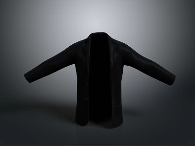 Black Stylish Casual Coat With Open Front And Long Sleeves Design 3d model