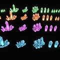 Vibrant Colored Crystal Clusters And Spikes Showcased On Black Background With Various Shapes