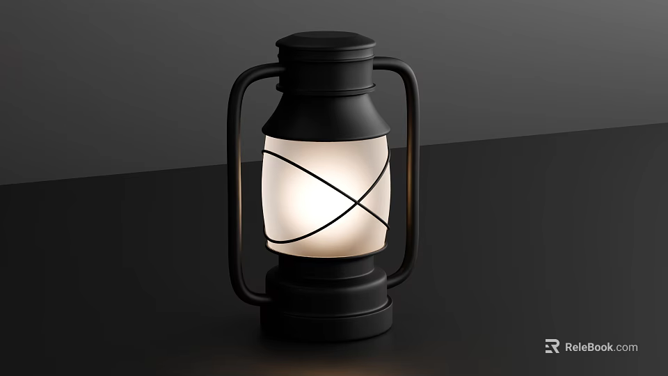 Modern Black White Lantern Shaped Table Lamp With Cross Line Design Shade 3d model 