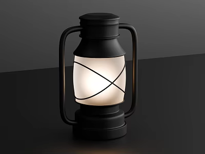 Modern Black White Lantern Shaped Table Lamp With Cross Line Design Shade 3d model