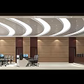 Modern Control Room With Multiple Monitors Large Display And Workstations Setup 3d model