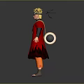 Iconic Anime Character With Blonde Hair Red Robe Black Sleeves Orange Pants And Black Straps