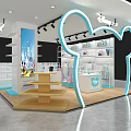 Modern Clothing Store Interior Featuring Display Racks Steps And Curved Decorations