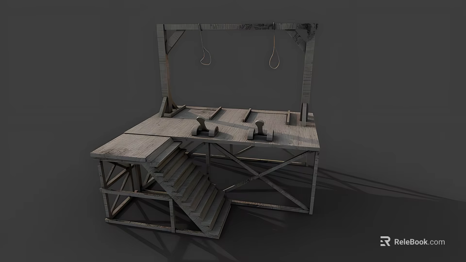 Heavy Duty Industrial Equipment With Metal Frame Platform Stairs And Hanging Rings 3d model 