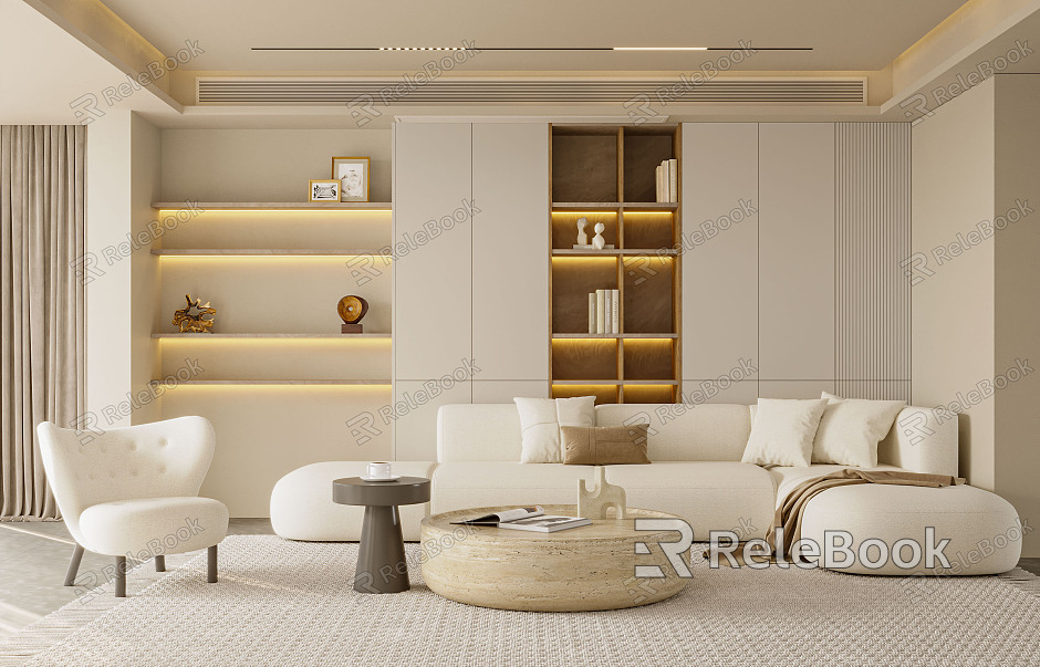 Modern Living Room Cream Guest Dining Room model