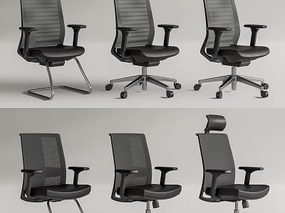 Office Chair Multiple Designs With Mesh Back Leather Seat Armrests And Different Bases 3d model