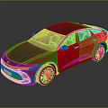 Red and Black Modern Car with Streamlined Body Black Roof and Alloy Wheels