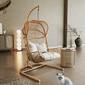 Modern Hanging Chair Simple Log Rocking Chair 3d model