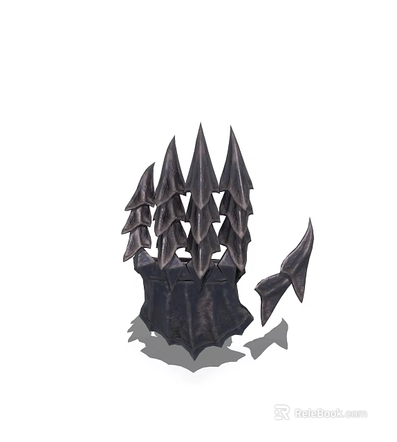 Detailed Spiked Black Metal Fantasy Armor Claw Piece With Sharp Edges 3d model 
