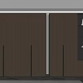 Modern Wooden Wardrobe Design With Black Accent Lines And Open Shelf Featuring Decorative White Figurine