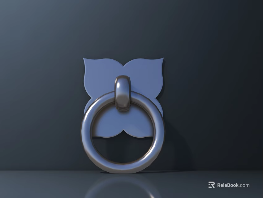 Metallic Roadside Facility Component With Circular Ring And Leaf Shaped Decoration 3d model 