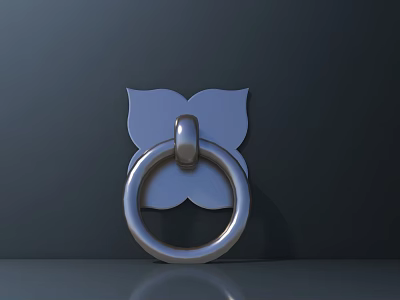 Metallic Roadside Facility Component With Circular Ring And Leaf Shaped Decoration 3d model
