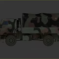 Camouflage Military Transport Vehicle With Cargo Compartment And Off Road Tires
