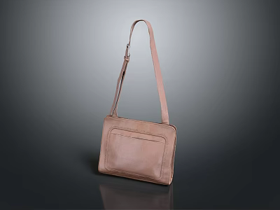Light Brown Leather Shoulder Bag With Adjustable Strap And Minimalist Design 3d model