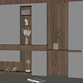 Modern Minimalist Decorative Cabinet With Wooden And White Finish Open Shelves And Built In Lighting