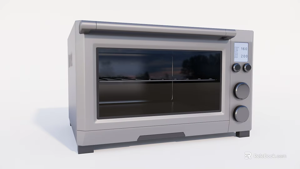 Modern Countertop Electric Oven With Glass Door And Knob Controls For Kitchen 3d model 