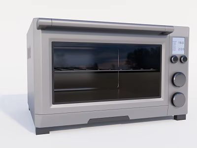 Modern Countertop Electric Oven With Glass Door And Knob Controls For Kitchen 3d model