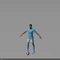 Manchester City Football Player In Light Blue Jersey Standing With Football On Black Background