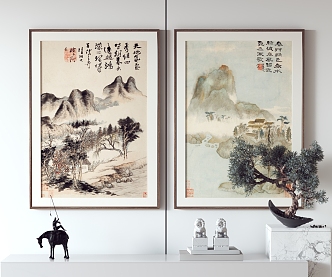 New Chinese Landscape Painting Decorative Painting Hanging Painting 3d model