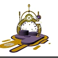 Decorative 3D Display Platform Featuring Yellow Purple Design Clock Globe And Lamps 3d model
