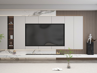 Modern TV background wall Simple living room background wall 3d model