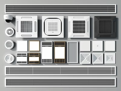 Different Types Of Air Conditioner Vents With Various Designs And Styles For Interior Spaces 3d model
